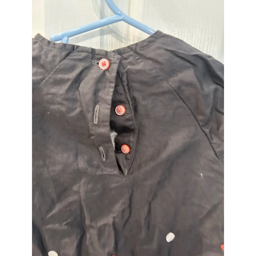 Gymboree Dress Black Polka Dot Bow Accent Pleated Cotton Poplin Toddler 3T